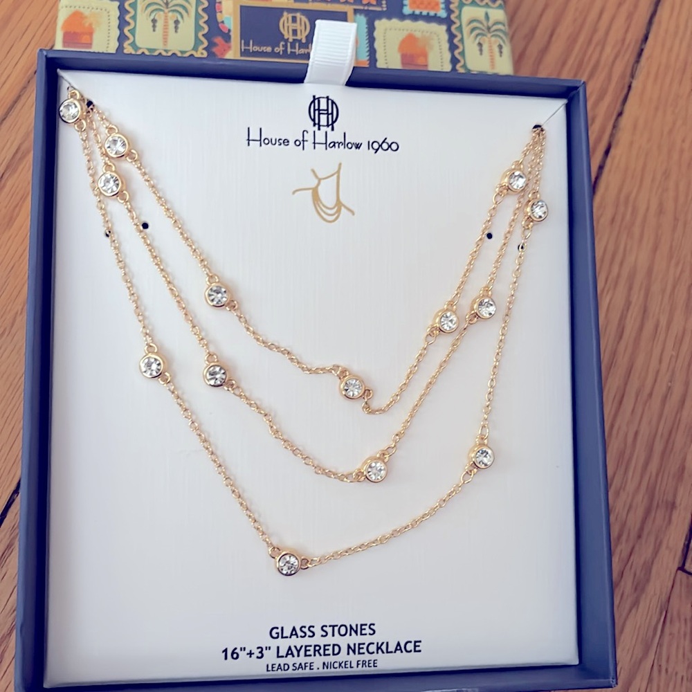 House of Harlow 1960 Gold tone 3 Chain necklace . New